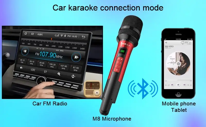 wireless microphone with bluetooth for car FM radio
